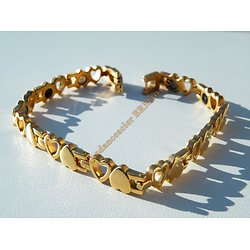 Bracelet Multi Coeurs Pur Acier Inoxydable Doré Plaqué Or Aimants Mode Fashion Magnétique