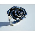 Bague Chevalière Acier Inoxydable Argenté Brillant Fleur Rose 25 mm 3D Féminin