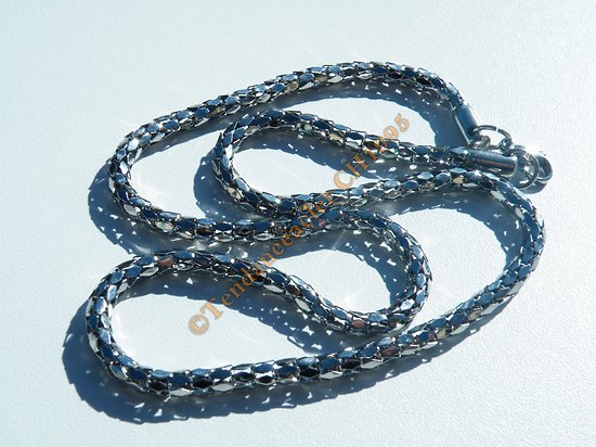 Chaine 52 Cm Collier Acier Inoxydable Serpentine 3 Dimensions 4 mm