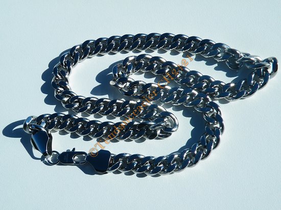 Chaine Collier 60 cm Acier Inoxydable Maille Gourmette 11 mm Masculin