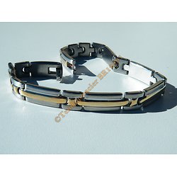 Gourmette Fine Bracelet Duo Argenté Plaqué Or Pur Acier Inoxydable Top 8 mm