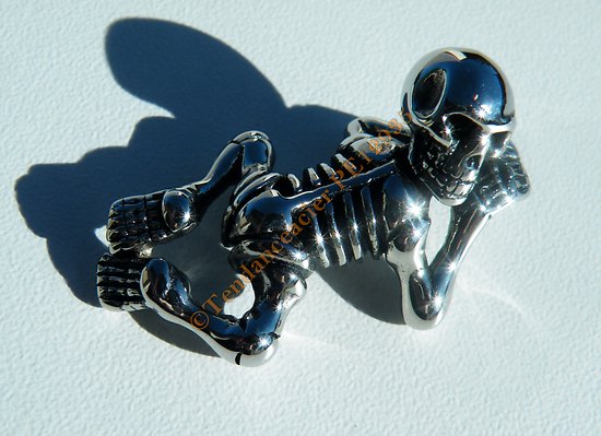 Pendentif Bébé Squelette Acier Inoxydable Skull 3 Dimensions Relief Argenté