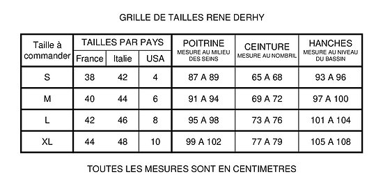 GRILLE DE TAILLE RENE DERHY
