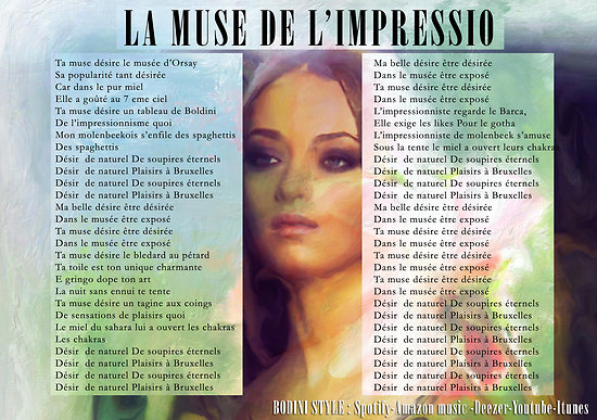Cadeau : paroles de " La muse de l'impressio " par Boldini Style sur une carte postale