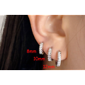 boucles d'oreilles créoles piercing argent CRISTAL ZIRCON 10mm