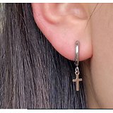 boucles d'oreilles acier hypolallergénique croix
