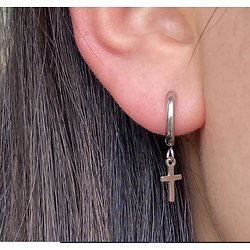 boucles d'oreilles acier hypolallergénique croix