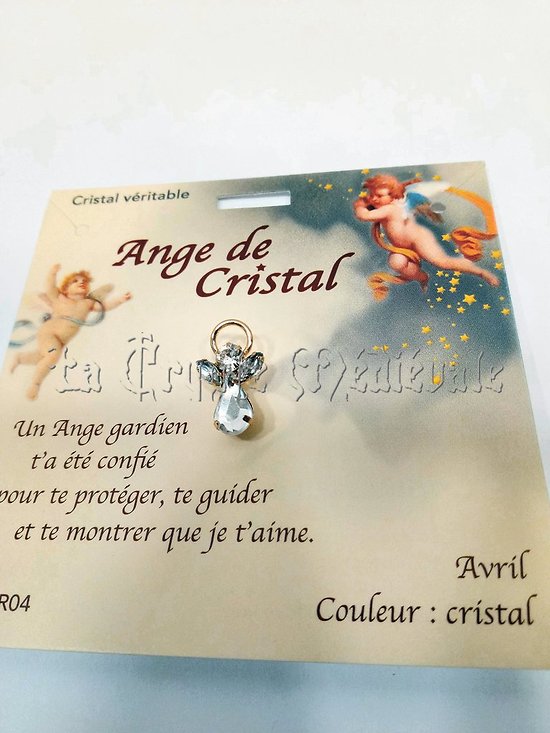 PIN'S BROCHE ANGE GARDIEN CRISTAL/AVRIL: CRISTAL