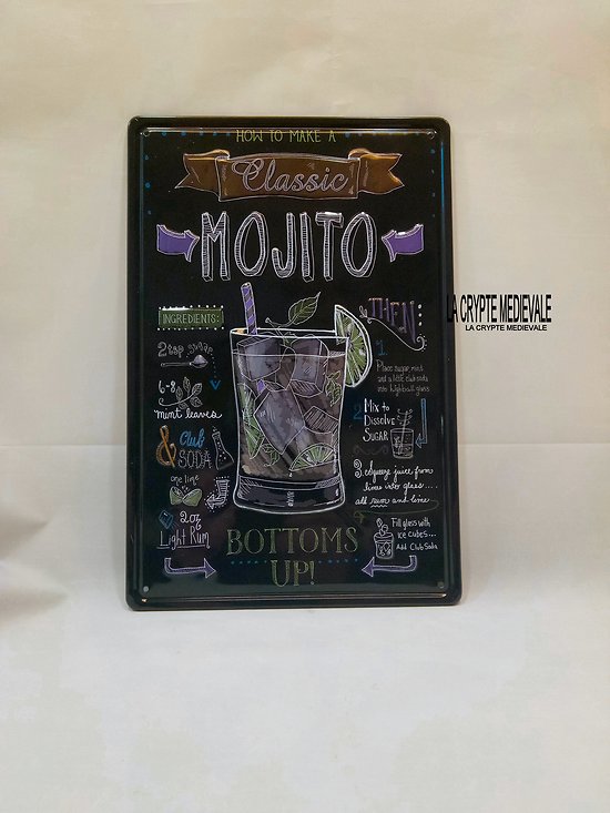 PLAQUE METAL MOJITO RELIEF/DRINK CUBA