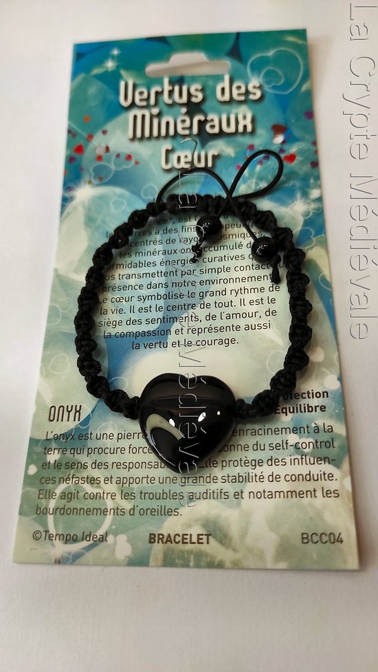 BRACELET ONYX/COEUR MINERAL PROTECTION