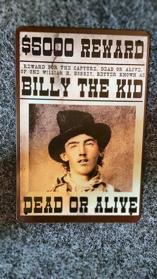 PLAQUE METAL WANTED BILLY THE KID