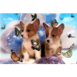 Poster relief 3D/petits chiens et papillons
