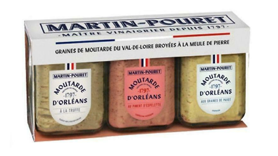 MARTIN-POURET - Coffret 3 Moutardes - Truffe / Piment d'Espelette / Graines de Pavot