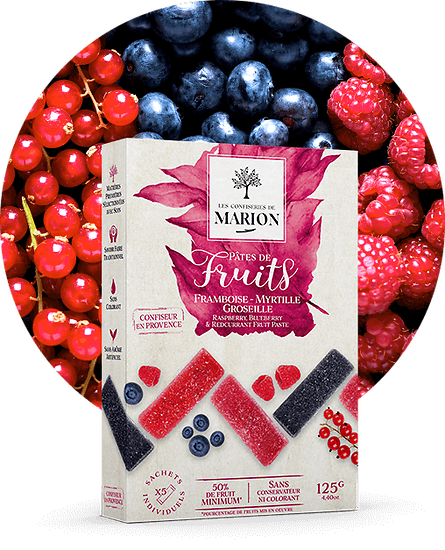 LES CONFISERIES DE MARION - Pâtes de Fruits : Framboise, Myrtille, Groseille