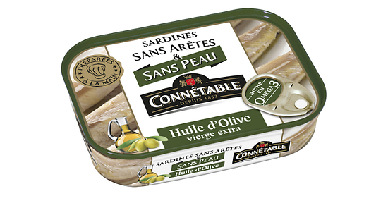 CONNÉTABLE - Sardines Sans Arêtes et Sans Peau - Huile d'Olive Vierge Extra