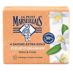 LE PETIT MARSEILLAIS - 4 Savons Extra Doux Fleur D'Oranger