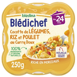 BLEDINA - Blédichef Cocotte De Légumes, Riz Et Poulet Au Curry Doux