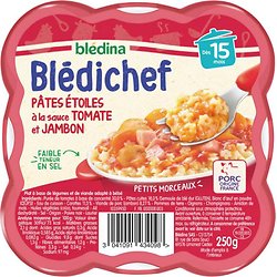 BLEDINA - Blédichef Pâtes Etoiles A La Sauce Tomate Et Jambon