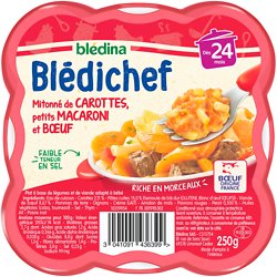 BLEDINA - Blédichef Mitonné De Carottes, Petits Macaronis et Boeuf