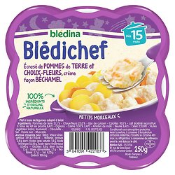 BLEDINA - Blédichef Ecrasé De Pommes De Terre Et Choux-Fleurs, Crème Façon Béchamel