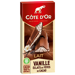 CÔTE D'OR - Chocolat Au Lait Fourré A La Vanille Et Aux Eclats De Fèves De Cacao