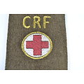 Repro patch de bras CRF Croix Rouge Française sur fond kaki. Conductrice