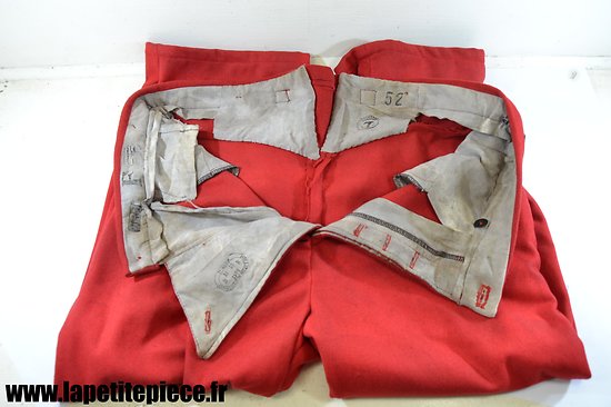 Repro pantalon rouge garance troupe 1914 - taille 52