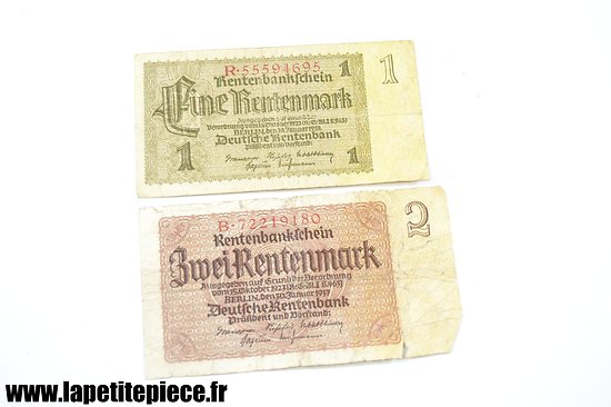 Billets Allemand 1 et 2 Rentenmark 1937