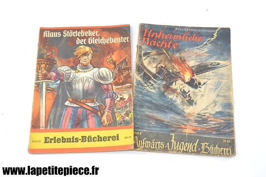 Lot deux livres patriotiques Allemand 1940. Klaus Störtebeker - Der Gleichebeuter, Unheimliche Nächte