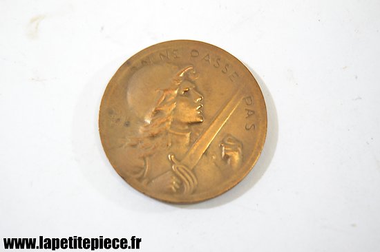 Médaille de bronze commémorative de la bataille de Verdun - ON NE PASSE PAS 21 février 1916