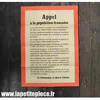 Affiche - Appel à la population Française - Collaboration / Occupation Allemande WW2 