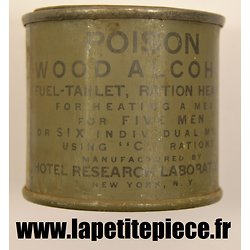 Alcool pour 6 boites ration C. US WW2. WOOD ALCOHOL FUEL-TABLET. Hotel Research Laboratories New York