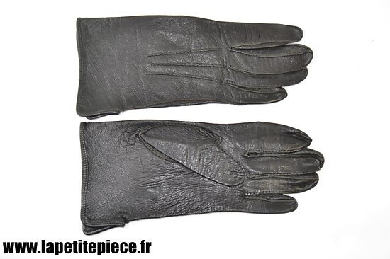 Paire de gants en cuir noir style Officier Allemand Deuxième Guerre Mondiale