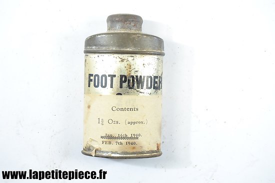Boite de poudre pour les pieds - FOOT POWDER 1 3/4 oz. 1940 Anglais WW2