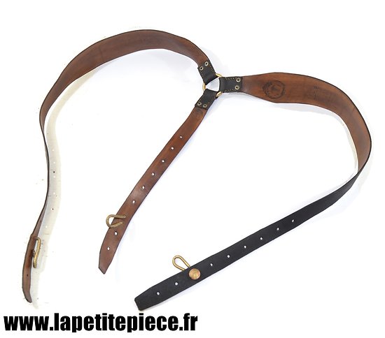 Repro brelage / bretelles de suspension modèle 1892 cuir noir - France WW1