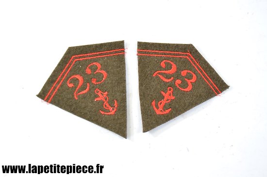 Repro pattes de col 23 RIC - Régiment d'Infanterie Coloniale - France WW2
