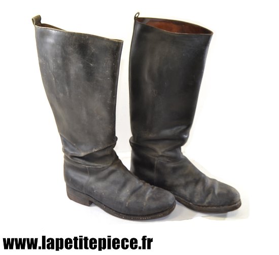 Paire de bottes de cavalerie / officier Français, cuir noir. France WW1 