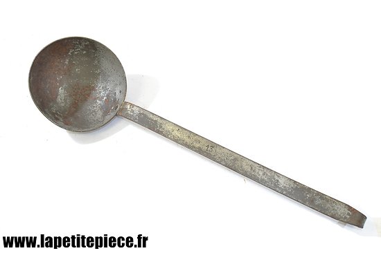 Louche en fer étamée - Roulante / cuisine collective France WW1 / WW2 