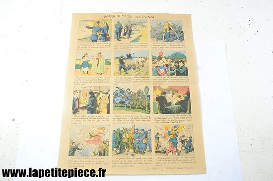 Affiche dessinée explicative souscription nationale ( France WW1) 