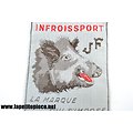 Etiquette de vêtement Infroissport JF tête de sanglier. Années 1950 - 1970. 