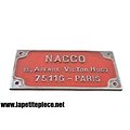 Plaque industrielle NACCO 15 avenue Victor Hugo 75116 Paris. Wagon chemins de fer