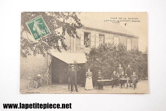 Attigny - Café de la Marine LAPOIZE à Attigny (Ardennes) Fernier Phot. 1908