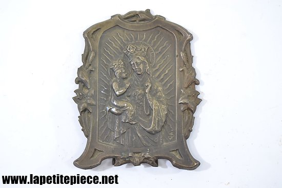 Reliquaire en métal argenté Vierge et enfant - milieu 20e Siècle