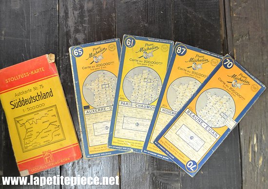 Lot cartes routières années 1950. Michelin