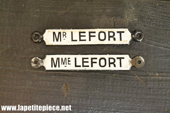 Plaque émaillée Mr Lefort / Mme Lefort