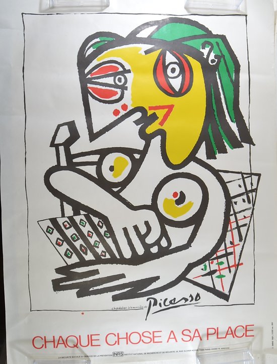Affiche INRS 1991 par Chadebec à la manière de Picasso - Chaque chose à sa place