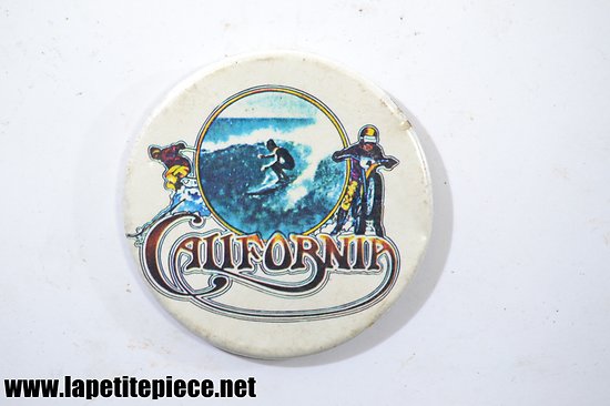 Badge vintage américain California, années 1970 - 1980. Surf moto