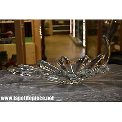 Coupe en cristal de Vannes  forme de feuille - 48cm x 25cm 
