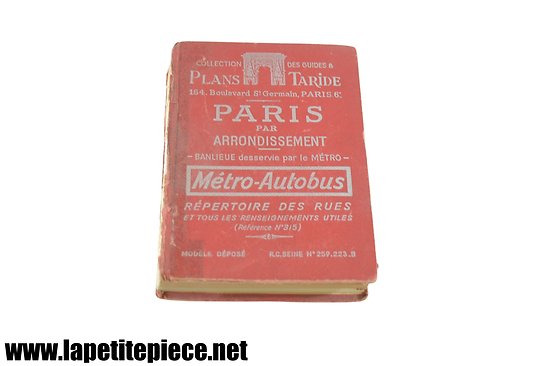 Collection des guides & plans Taride Paris par arrondissement. Années 1950