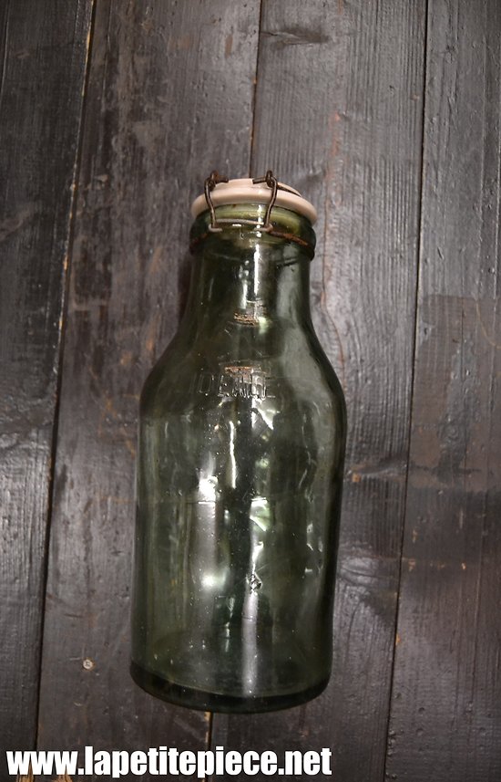 Bouteille verre vert 2 Litres - L’IDEALE - Bocal en conserve Conservation - Couvercle des années 1930